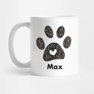 Max name made of hand drawn paw prints Mug